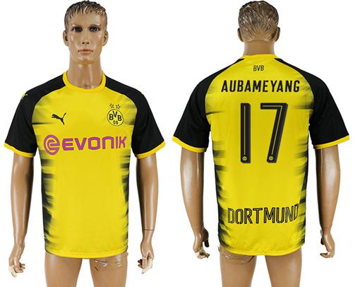 Dortmund #17 Aubameyang Yellow Soccer Club Jersey